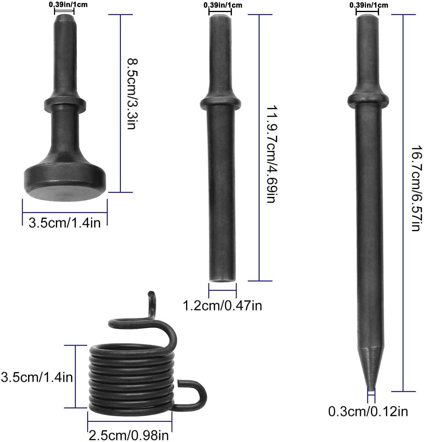 8 PCS Air Hammer Attachments Air Chisel Bits Air Hammer Bits for 150/190/250 Air Hammer Chipping Bits Set for Masonry Concrete Demolition