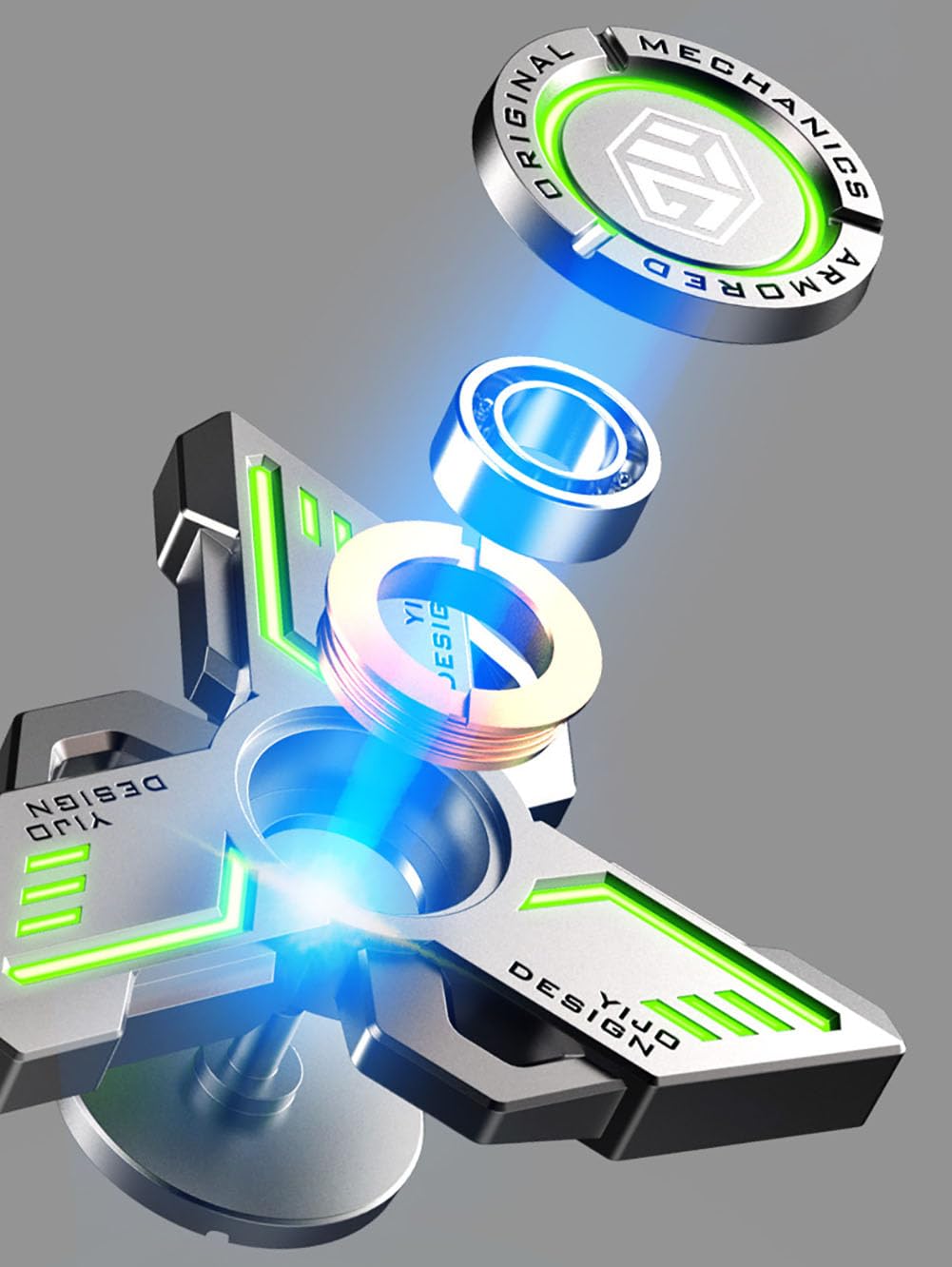 Anti Ansia Luminosa Punta delle Dita Giroscopio Mano Spinner, Sensoriale Fidget Giocattolo per Alleviare lo Stress, Noia, ADHD e Autismo (B,Verde)