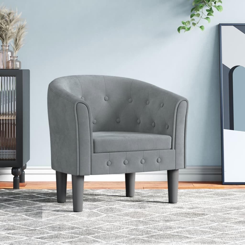 Hothingwell Sillón Cabriolet Terciopelo Gris Oscuro, Silla Moderna Sala con Asiento Acolchado, Marco de Contrachapado y Pino, Capacidad 110 Kg