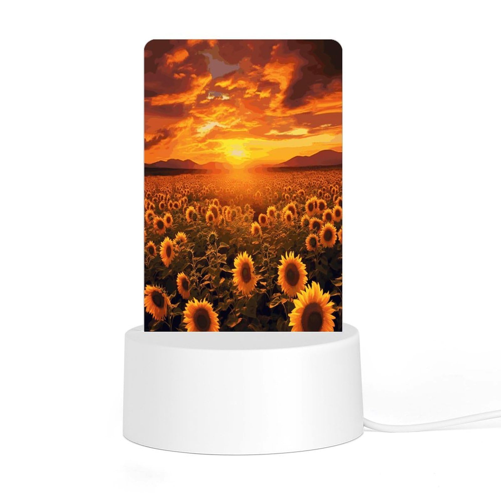 Adfgyerh Style Sunflower Field Sunset Sea Of Flowers Night Light Acrylic Material Easy Installation, Home Decor Usb Interface Power Supply, Lamp For Restaurant Bar Cafe Room Decor