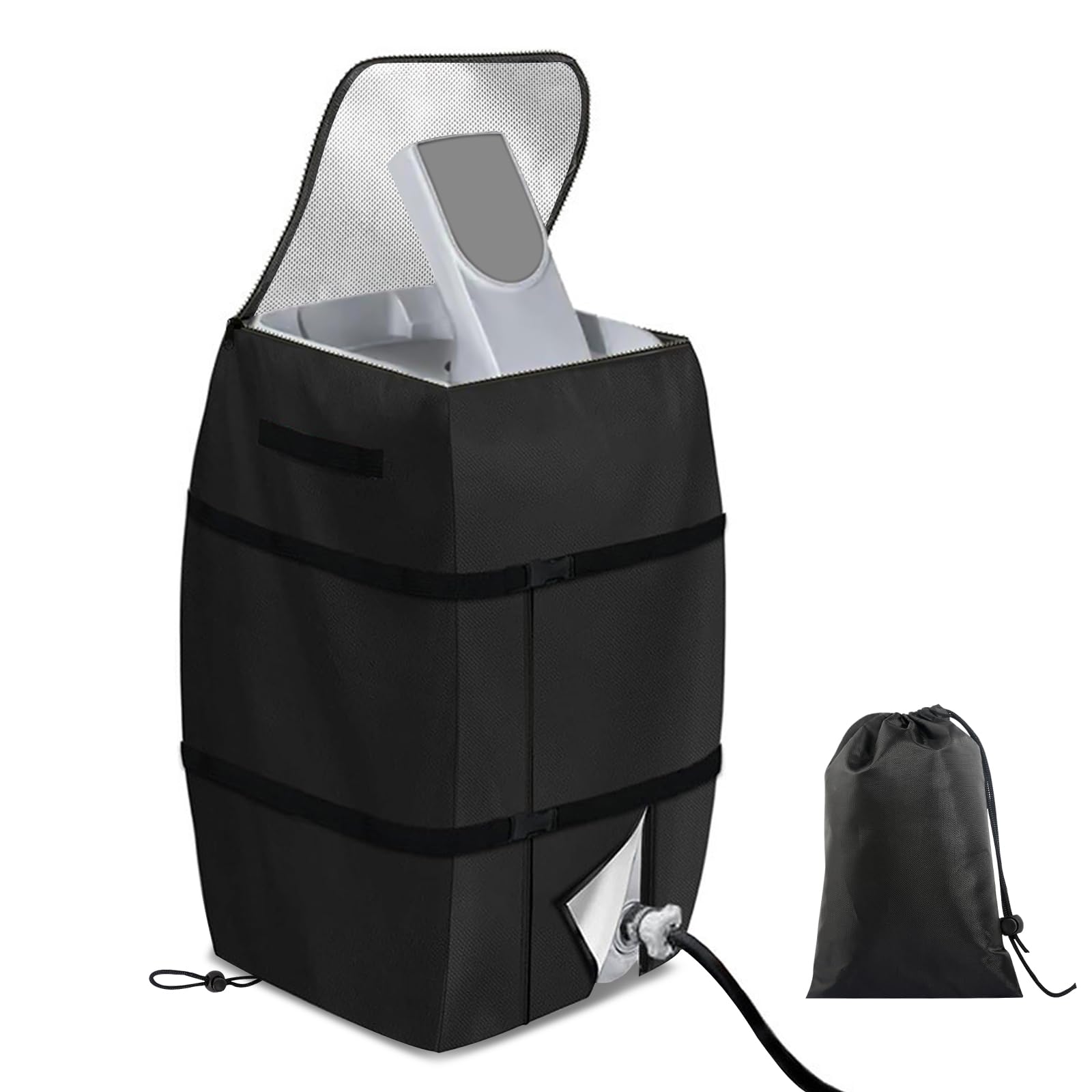 Hot Tub Pump Cover, 16.9 × 14.9 × 21.2 inch Spa Heater Pump Cover, Waterproof Dustproof Water Heater Pump Covers Insulated Pump Cover Lazy Spa Heater Cover for Tub Pool Outdoor(Black)