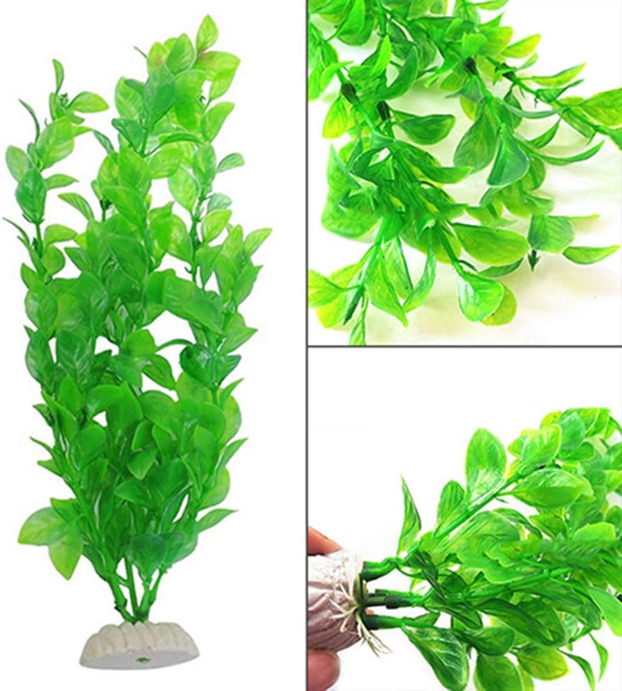 Plastic Fake Tree Fish Tank Water Artificial Plant for Aquarium Base in Ceramic Grass (Color May Vary)