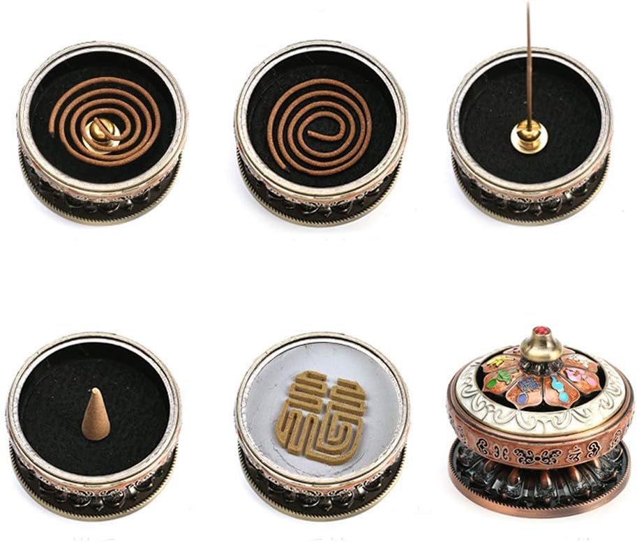 Tibetan Incense Burner, Incense Burner Holder, Incense Tower Stick Cone Coil Holder for Stick/Coil/Cone/Tower/Powder Incense - SMALL Size for Yoga, Meditation, Home Decoration, Ornaments (Copper)