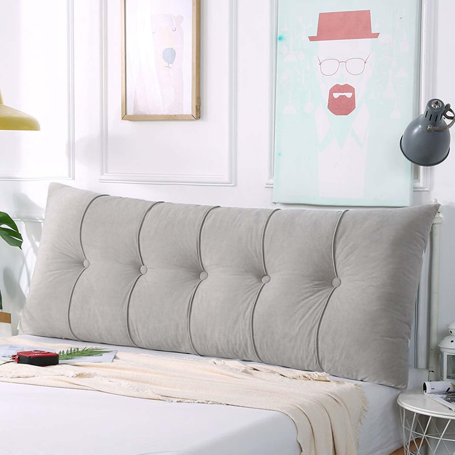 CojíN del Respaldo Cabecero, 60/80/120/150/200/180cm Cómodo Respaldo Cama y Sofá, Almohada de Lectura de Lino, Desmontable Grande Cojín de cama para Cabecero Suave Cojines de Lumbar ( Color : #3 , Siz