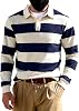 Camisa de rugby de hombre con rayas, manga larga, cuello, pullover casual 1