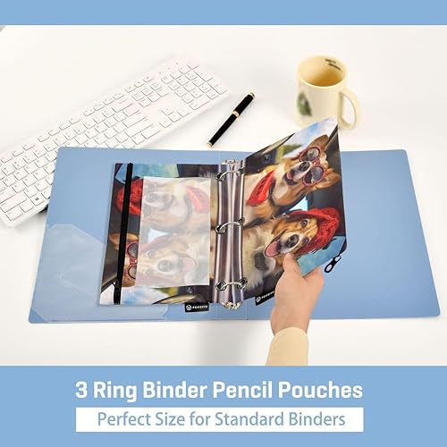 Miniatura 5 de Nander Corgi - Bolsillos para carpetas de perros, bolsa con cremallera de 7.1 x 9.8 pulgadas, gran capacidad, resistente al agua, bolsillo duradero