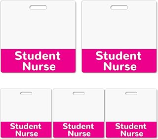 5 Pack Student Nurse Badge Buddy Card Holder - Horizontal Student Nurse Accessories Pink ID Name PVC Clear Identification Tags for Hospital Work