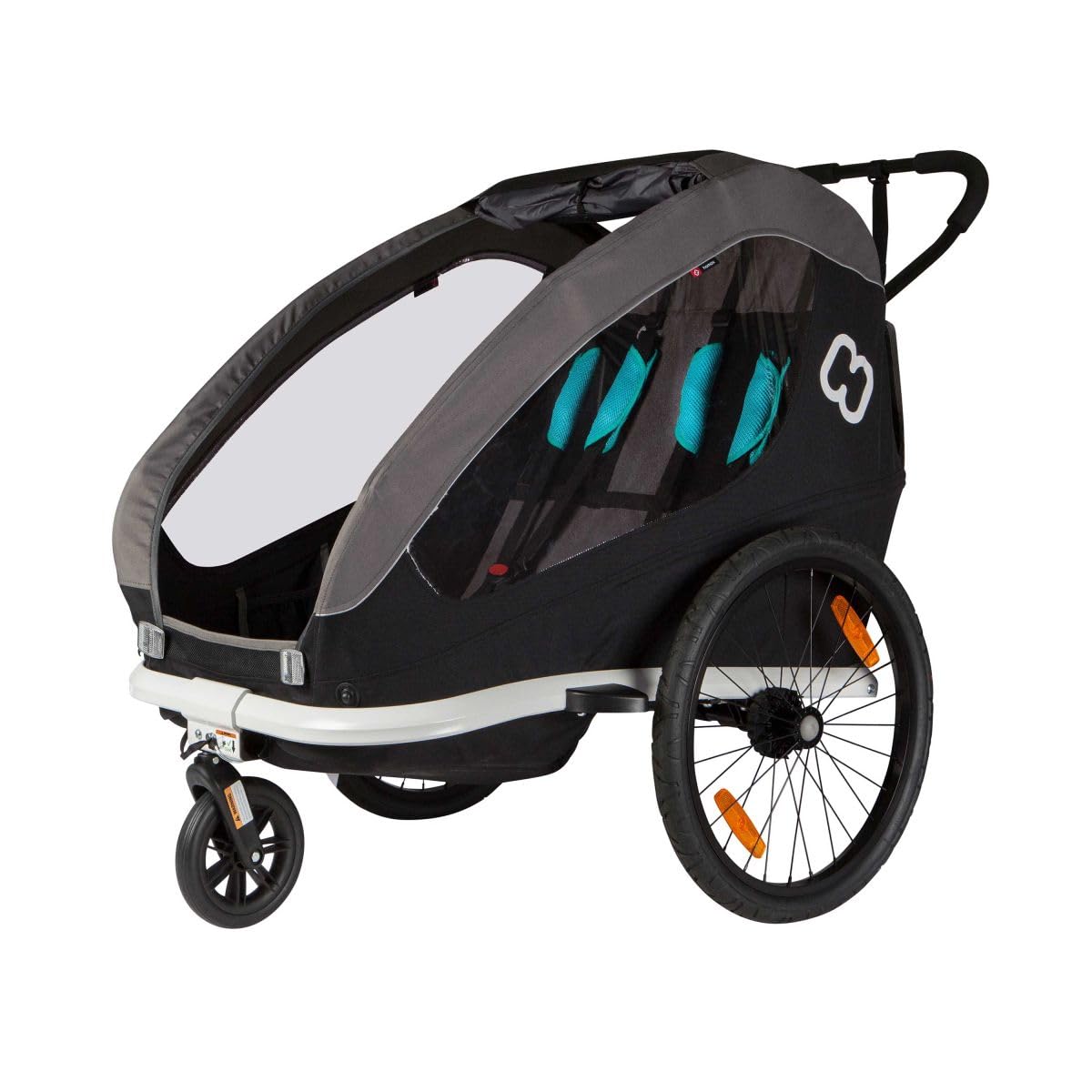 Hamax - Remorque Traveller 2 Places - Remorque Vélo et Poussette - Sécurité Optimale - Harnais 5 Points - Réflecteurs Multiples - Légère et Pliable - pour Enfants Jusqu'à 22 kg