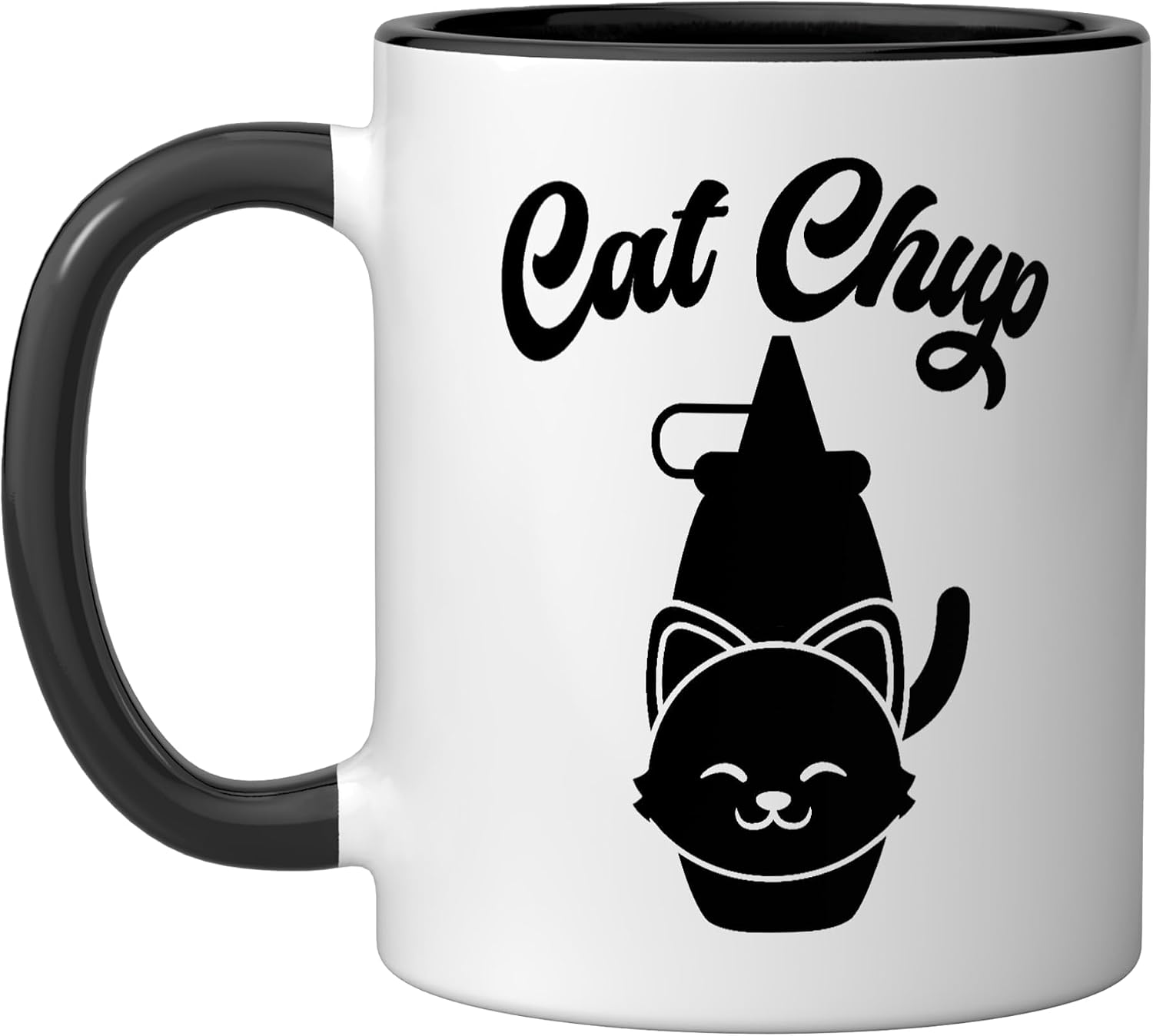 Catchup Ketchup Food Lover Foodie Cat Whisperer Ceramic Mug, Black/White, 15oz image 4