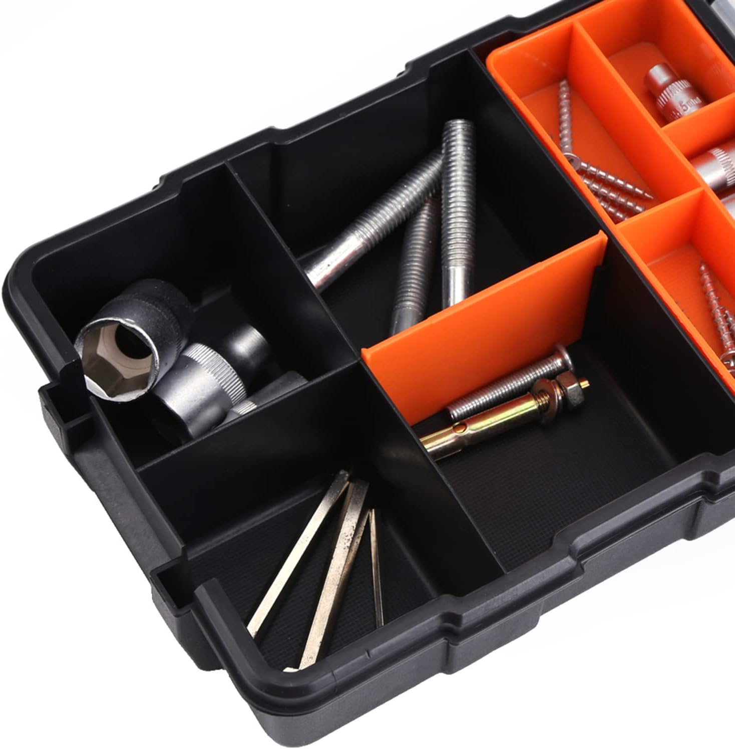 Tools Organizer Box, Two layer Plastic Heavy duty Components Storage Box Case Organizer Small Parts Tool Box