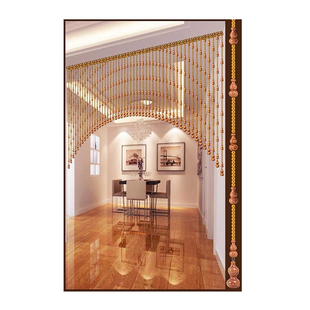 Rideau à cordes en bois naturel suspendu pour séparation de pièce 180x110cm