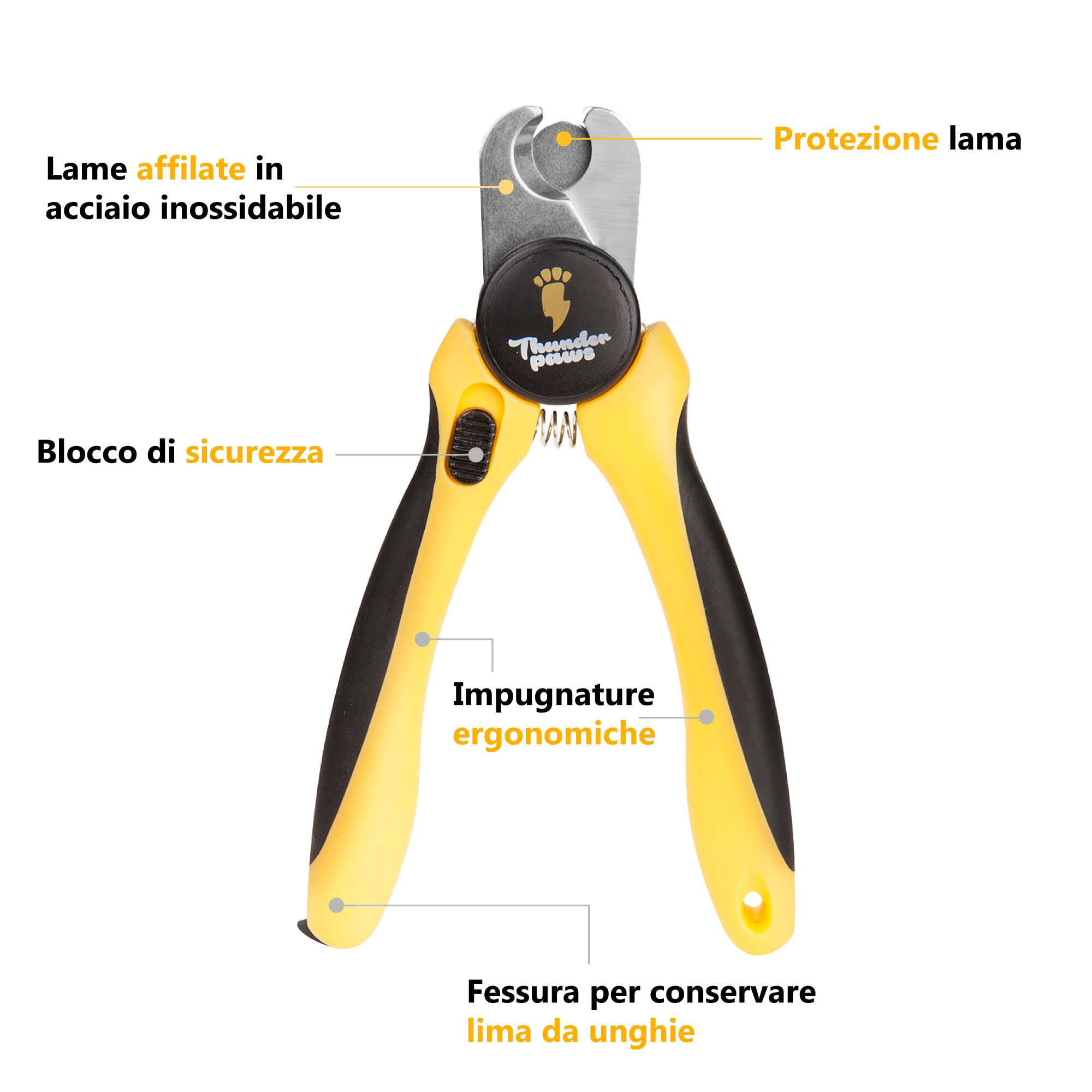 Thunderpaws - Tagliaunghie Professionale per Cani, con Protezione, Blocco di Sicurezza e Lima per Unghie, Adatto per Razze Medie e Grandi