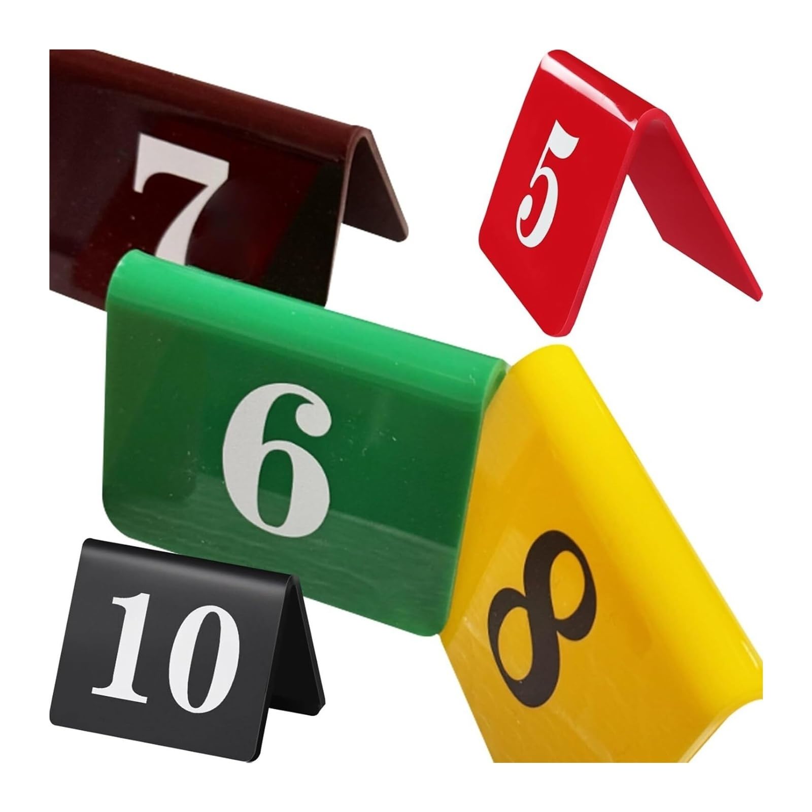 Akrylowe dwustronne tabliczki z numerami, Numery stołów akrylowych Dwustronne uchwyty do namiotów z możliwością układania w stosy Wielokolorowe, wiele rozmiarów(Black,1-50)