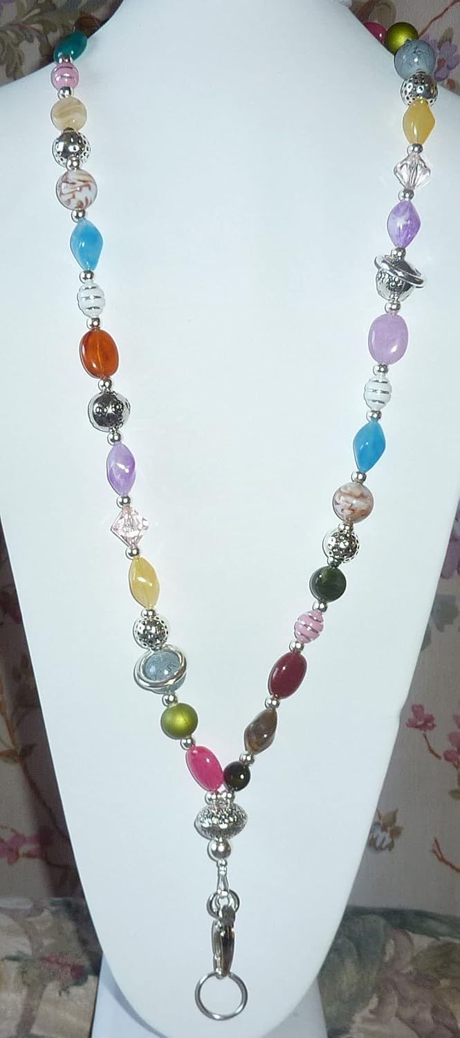 Hidden Hollow Beads Chunky Women's Beaded Lanyard, 34" Made in USA, ID Card Badge Holder Teacher Nurse Keys Keychain Cruise - Image 5