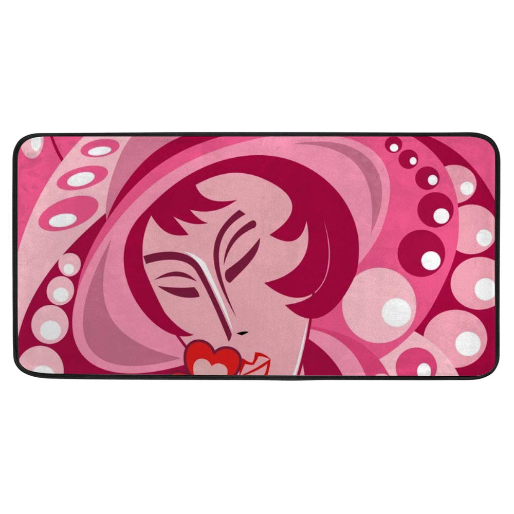 Tapis de cuisine au motif femme avec fleur pour décorer devant votre évier