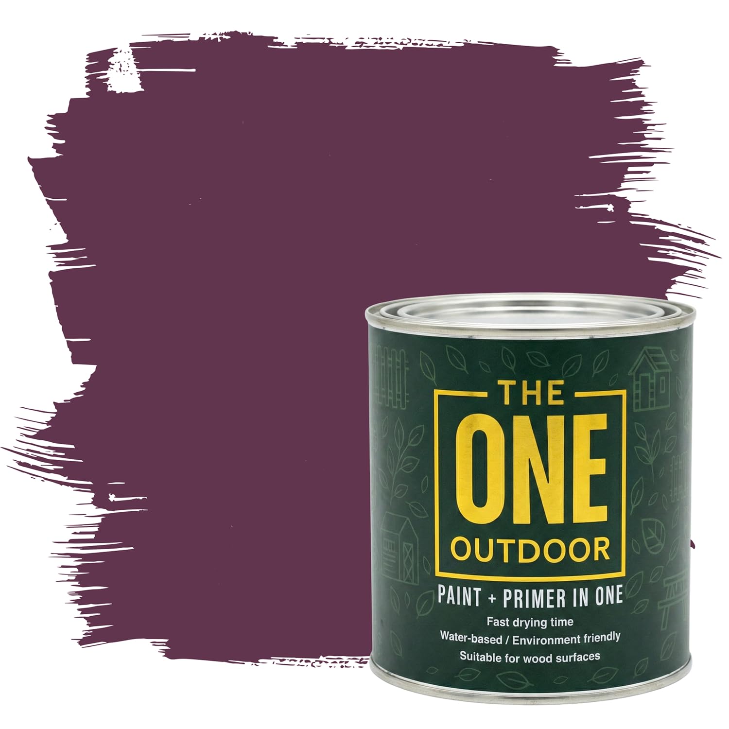 THE ONE Outdoor Paint - Plum, 1 Litre | Durable Exterior Paint for Wood, Metal & Masonry | Weather Resistant Finish