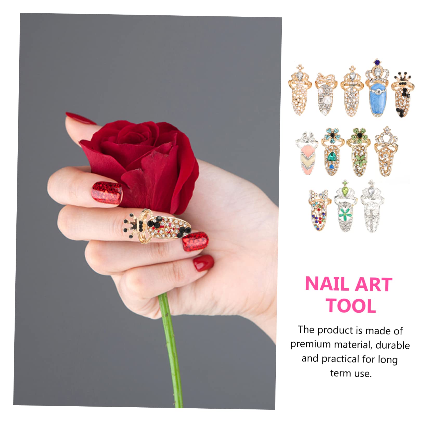 5 Ensembles Ornement De Manucure Decoration Ongle Décoration Ongles Charms Ongles Bagues À Ongles En Charme Accessoires De Mode Accessoires De Manucure Cristal 12 Pièces * 5