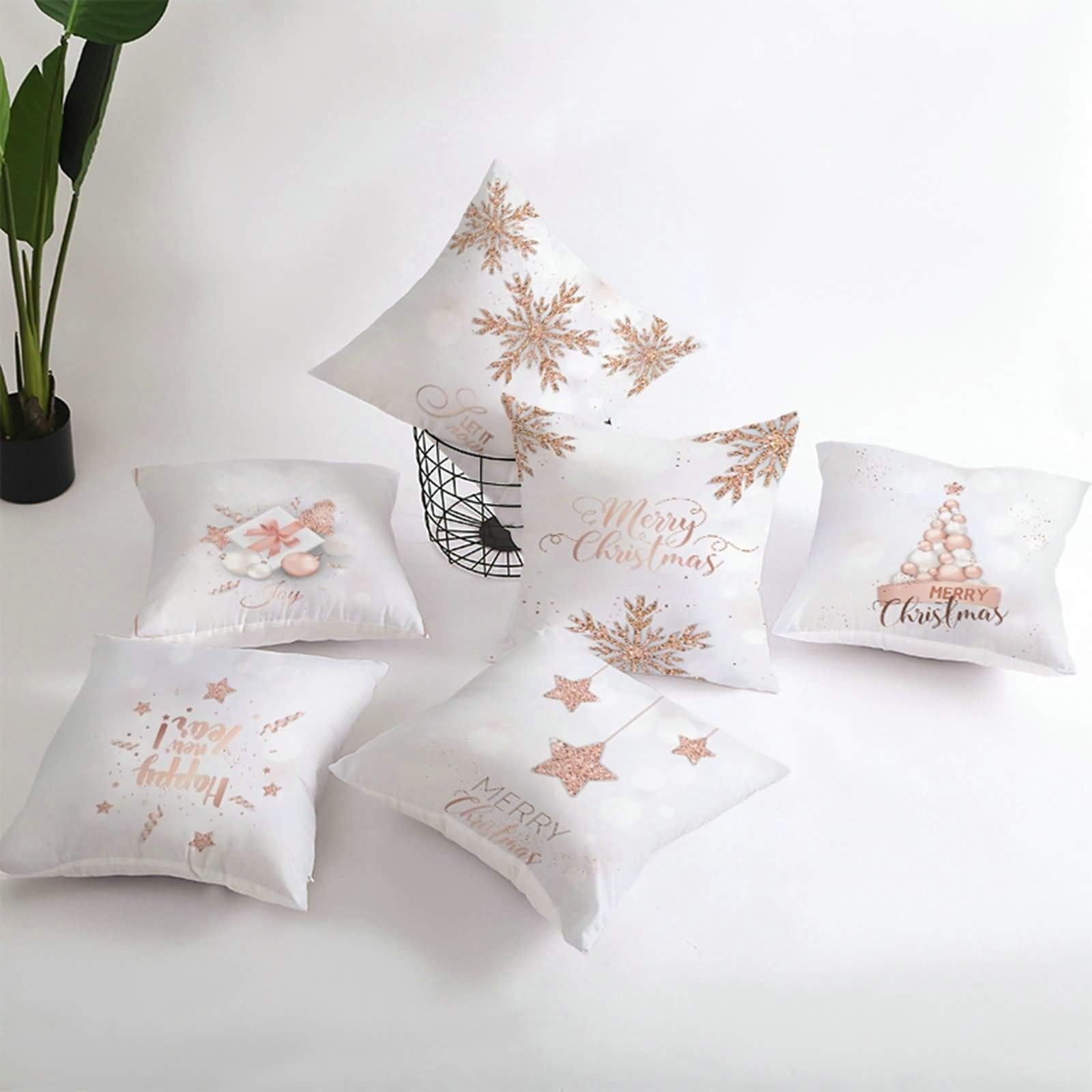Federa per cuscino per bambini, 5 pezzi di Natale per bambini personalizzati Ball Star Tree 50 x 50 cm Decorazioni natalizie per soggiorno
