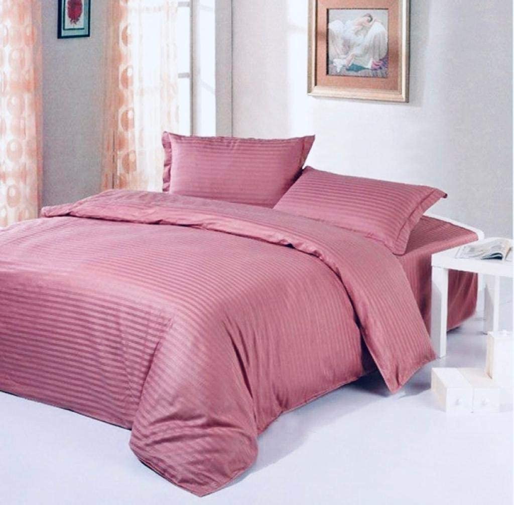 250 TC Super Quality Double Bed Satin Stripe Quilt Cover/Duvet Cover/Rajai Cover/with Zipper Duvet-KSH (Size 60x90 Inches) Onion-image-6