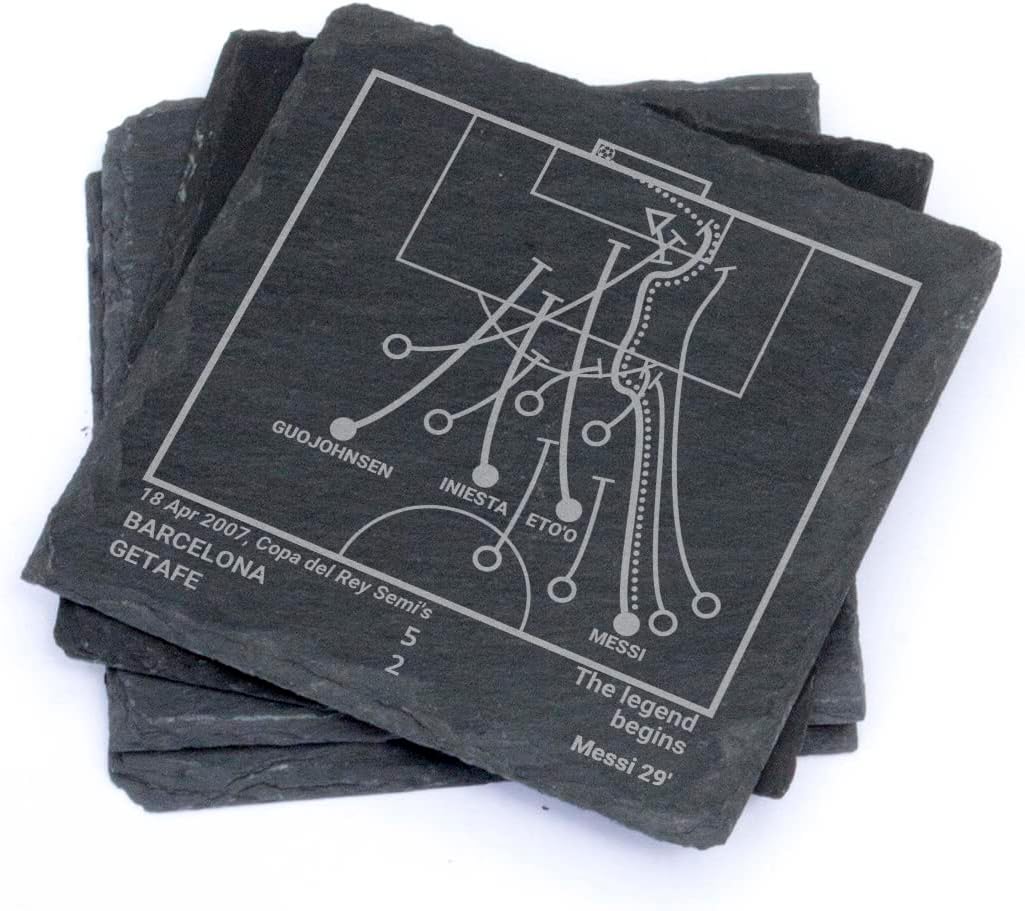 Greatest placeholder Plays: Slate Coasters (Set of 4) | Best Gift Idea for Sports Lovers | Barcelona Historic Moments Gifts