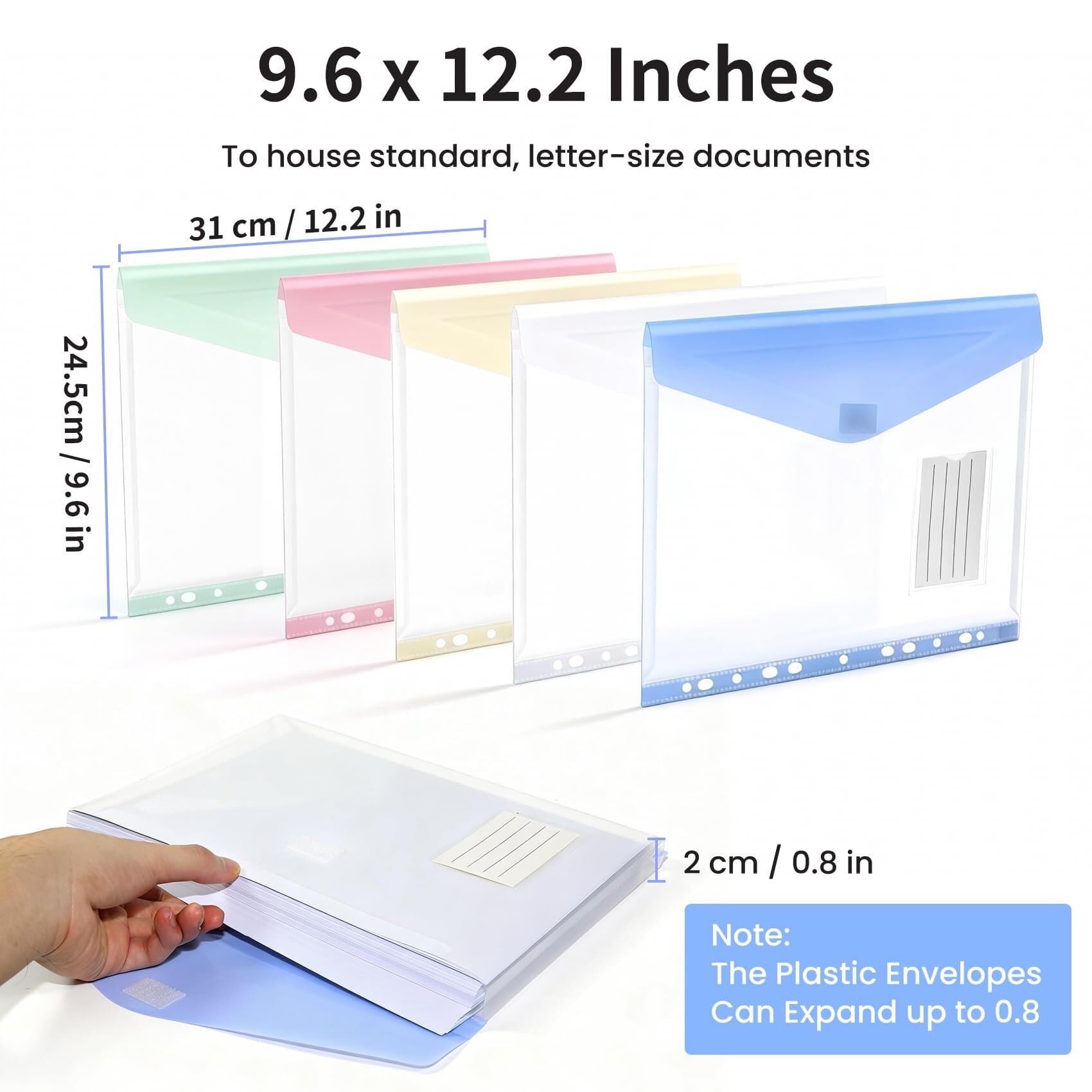 30 buste in plastica con chiusura ermetica, 11 fori, raccoglitori espandibili per anziani con tasche laterali, organizer formato lettera (20)