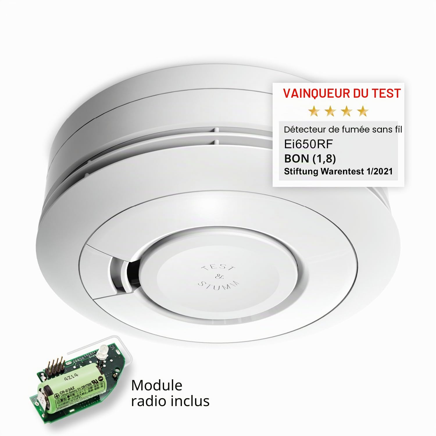 Ei Electronics Ei 650 RF Détecteur de fumée sans fil 10 ans (avec batterie lithium 3 V solide intégrée) Blanc, Ei 650 RF, Lot de 6