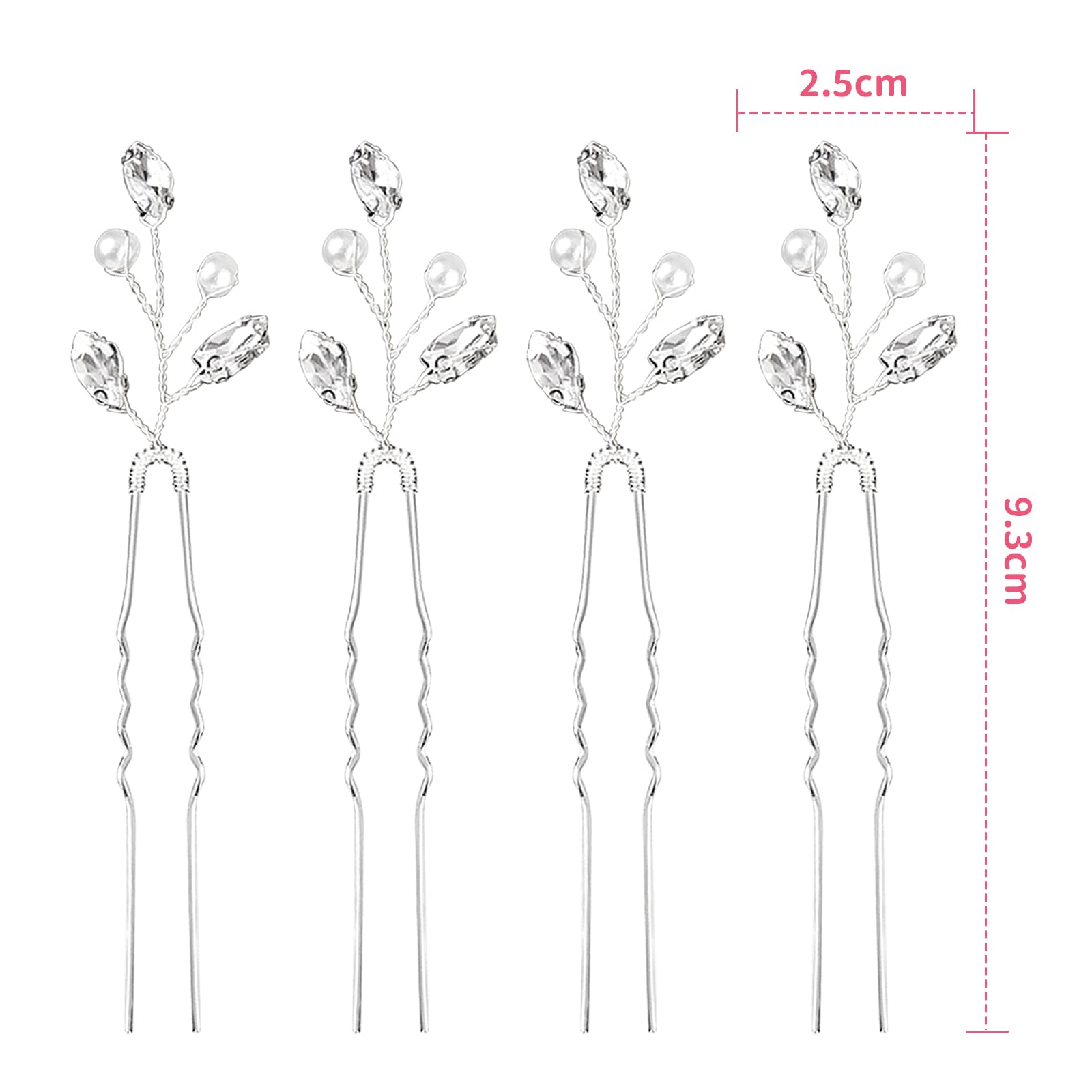 8PCS Bridal Hair Accessories, Wedding Hair Accessories for Women Pearl Hair Pins, Silver Hair Clips, Sparkly Hair Clips - Image 2