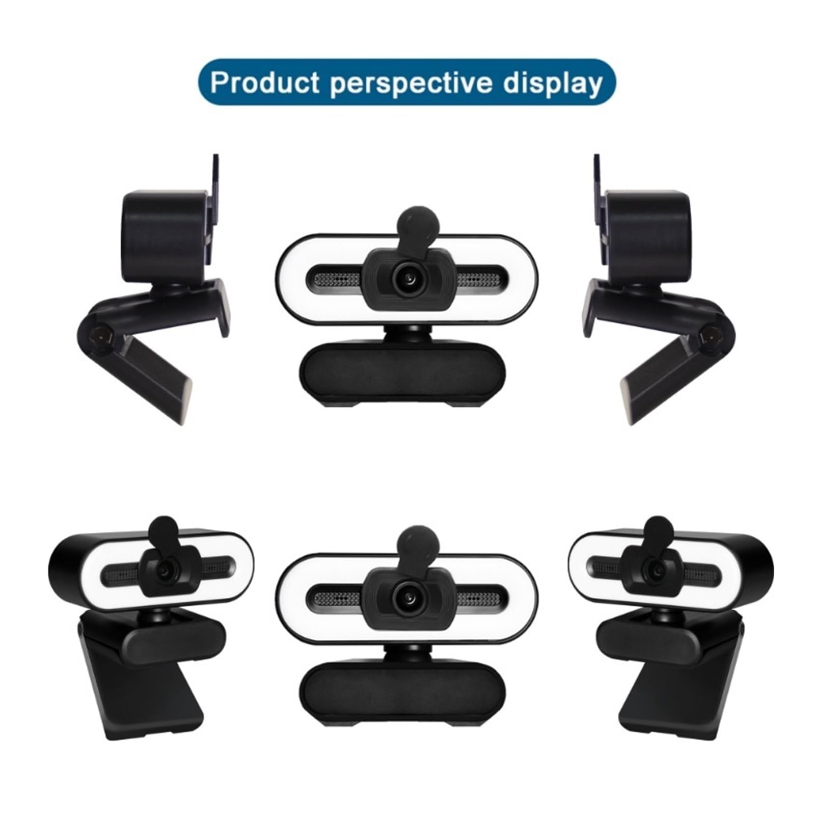 Webcam, Cámara Web 1080P 4K Full HD con luz de Relleno de Anillo, computadora portátil, PC, transmisión en Vivo, cámara Web de Video con micrófono, cámaras giratorias(4K)