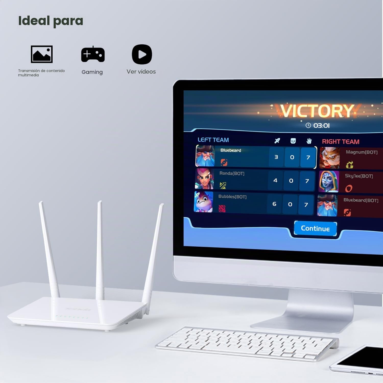 Tenda F3 Router WiFi N300 - Router Inalámbrico a 2,4 GHz WiFi, Punto de Acceso con 3 5dBi Antenas, 3 Puertos LAN/WAN Fast Ethernet, Control Parental, Red de Invitados, WISP, Fácil de Configurar