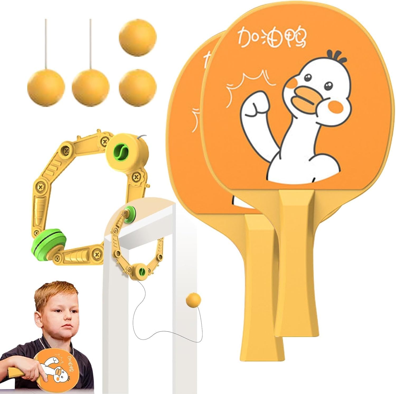 Azonee Table Tennis Trainer Set Indoor Outdoor Table Tennis Game Ping Pong Bats Set Adjustable Hanging Ping Pong Trainer Self Workout Set for Indoor And Outdoor Table Tennis Players for Kids