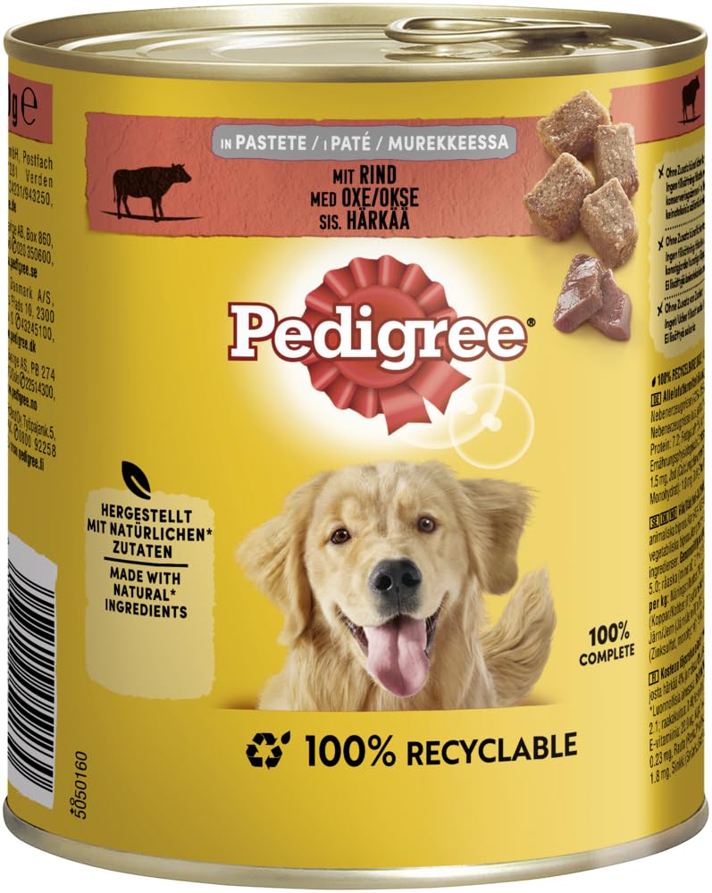 Pedigree Hundedosenfutter - Verschiedene Geschmacksrichtungen 12x800g (12x800g, Rind in Pastete)