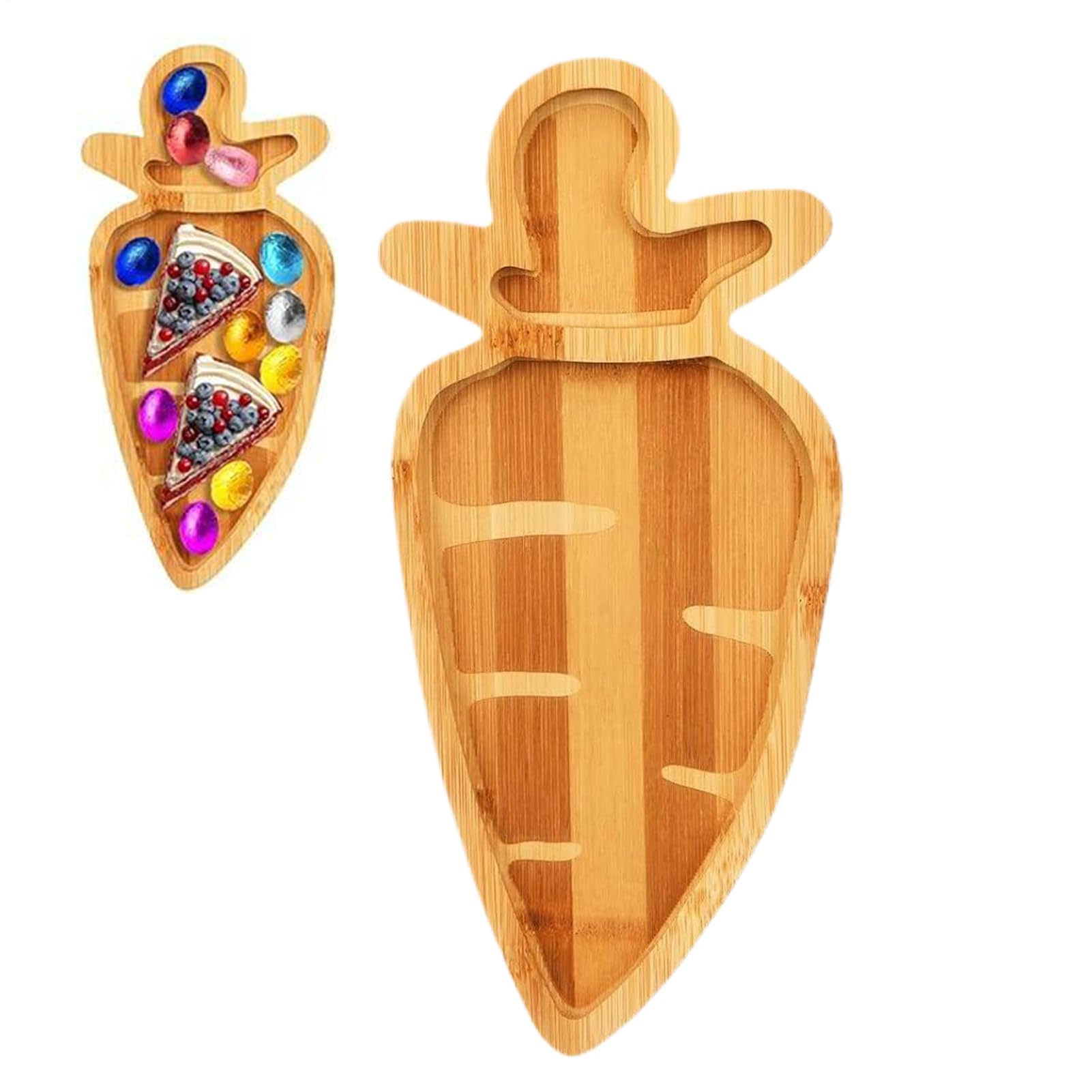 Muiltvoe Easter Tray | Wooden Bunny Carrot Serveware | Easter Bunny Tray Serving Platter | for Dessert Cake Fruit Snack Spring Party Table Decor Brunch Dinner Catering