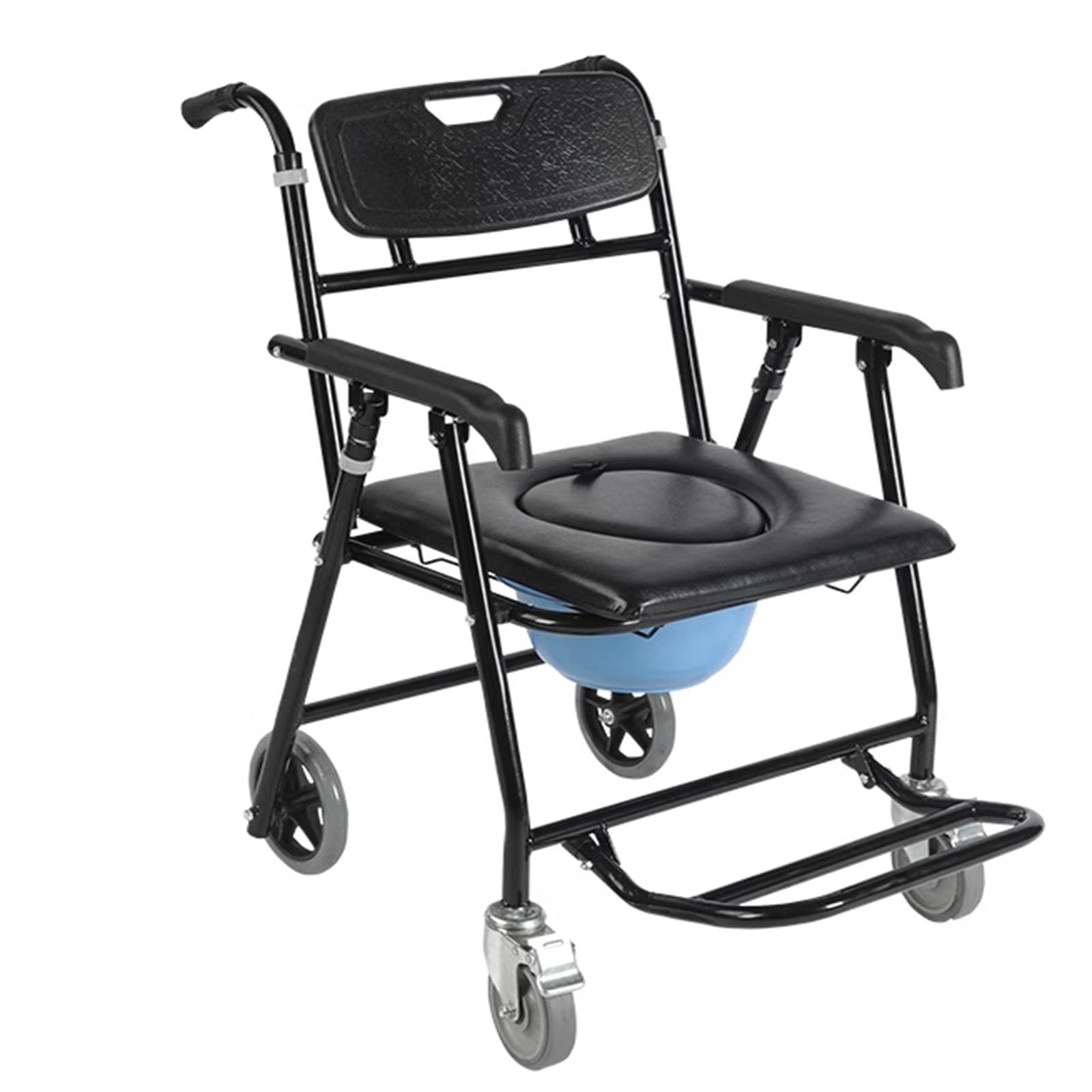 Sedia da Doccia Pieghevole con Ruote - Sedia A Rotelle Comoda da Doccia Leggera | Bracciolo Regolabile | Pedale Rimovibile | Freni | capacità di Carico 150 kg
