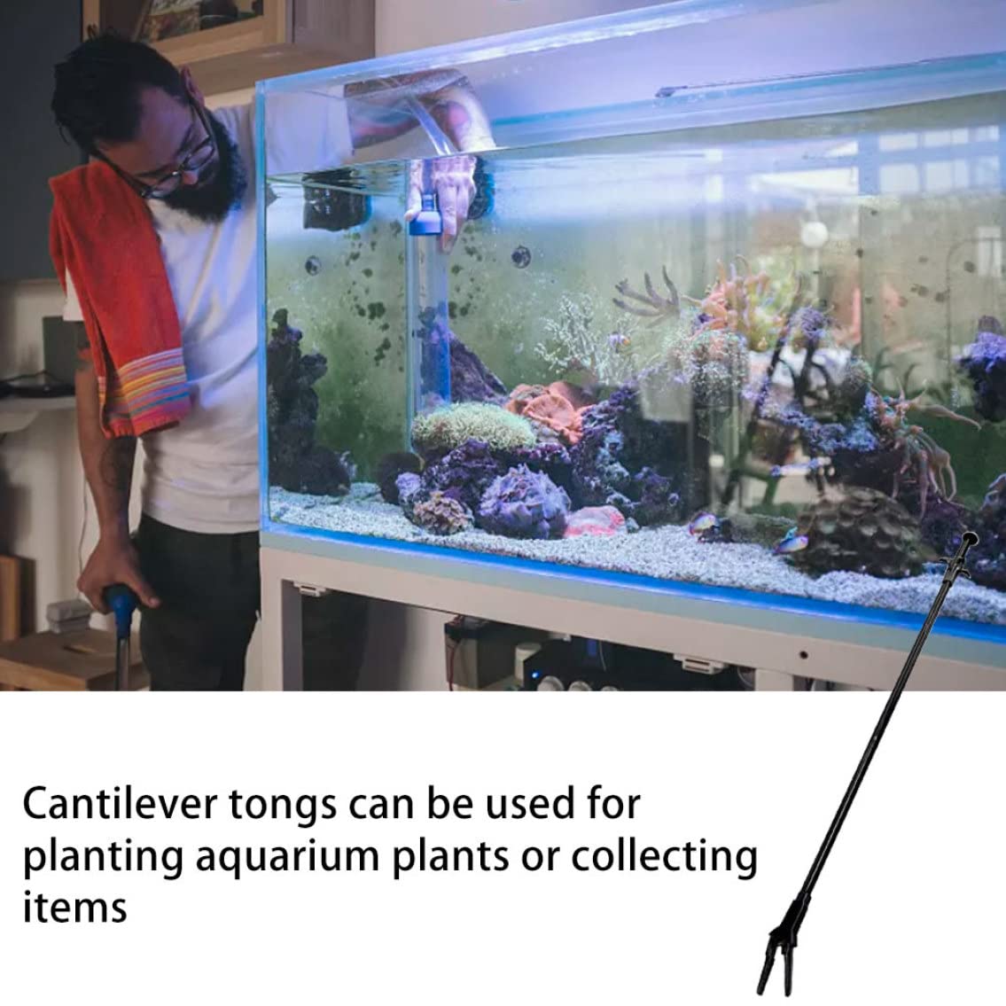 Pinces d'aquarium 50 cm, Pince pour Plantes d'herbe Aquatique à Long Manche et Pince de Nettoyage pour Aquarium