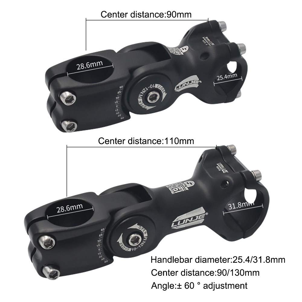 Potences de Vélo, Réglable Potences Tige de Vélo de Montagne en Alliage d'Aluminium pour Vélo de Route de Montagne