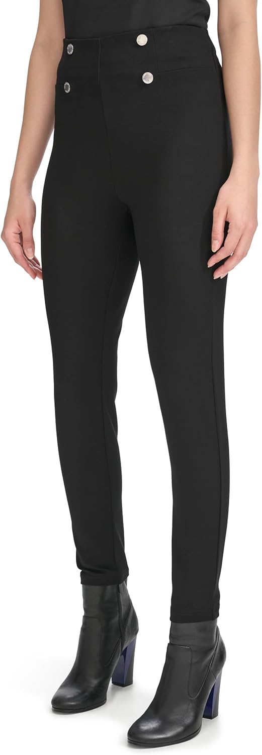 Calvin Klein Womens Button Detail Pull on Pants - Image 3