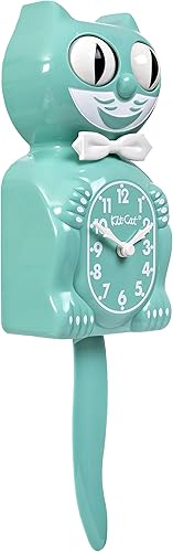 Miniatura 2 de Kit-Cat Klock Ocean Waves - Reloj de pared icónico retro con ojos y cola en movimiento, funciona con pilas, fabricado en Estados Unidos, perfecto