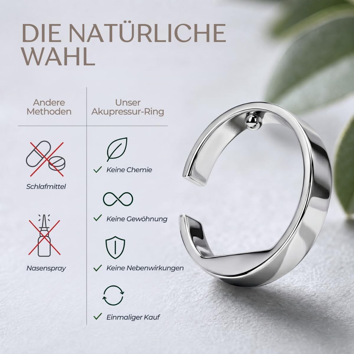 scarlet health | Akupressurring »Good Night 925 Sterlingsilber« für den kleinen Finger, verstellbar, Gr. 47, 53, 60, 67