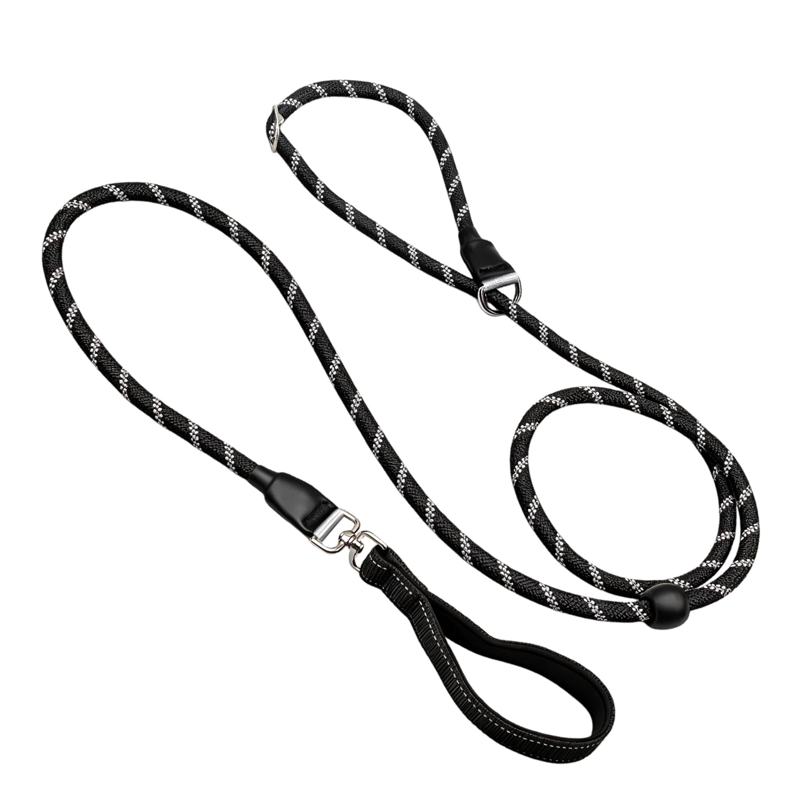 Dog Slip Lead 2M Anti-Pull Anti-Choking Nylon Training Leash Reflective Non-Tangle Rope with Padded Handle for Small/Medium/Large Dogs Puppies Outdoor Walking Hiking (Black)
