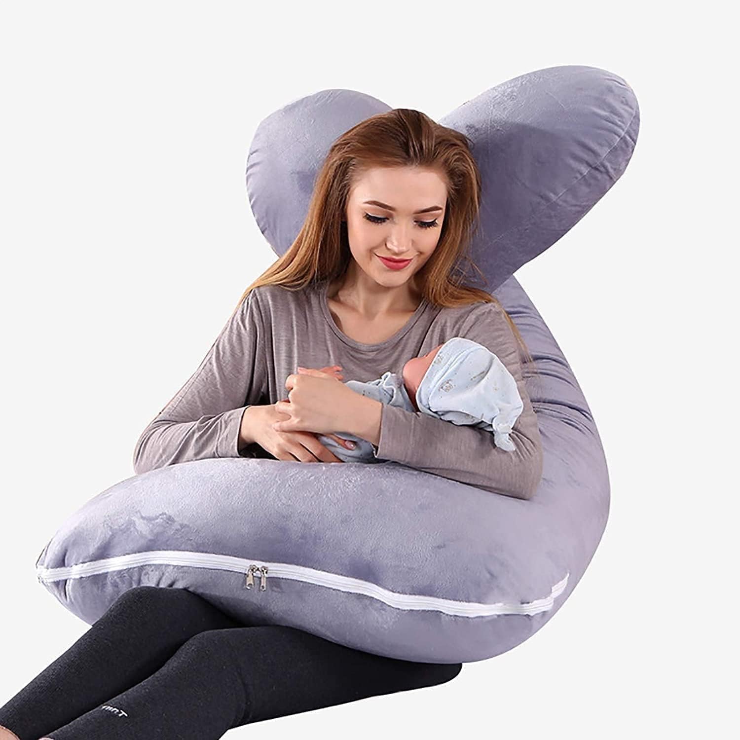 Pregnancy Pillow Maternity Body Pillow with Pillow Cover U Shaped Body Pillow for Tall Pregnant Women with Removable Washable (Color : B)