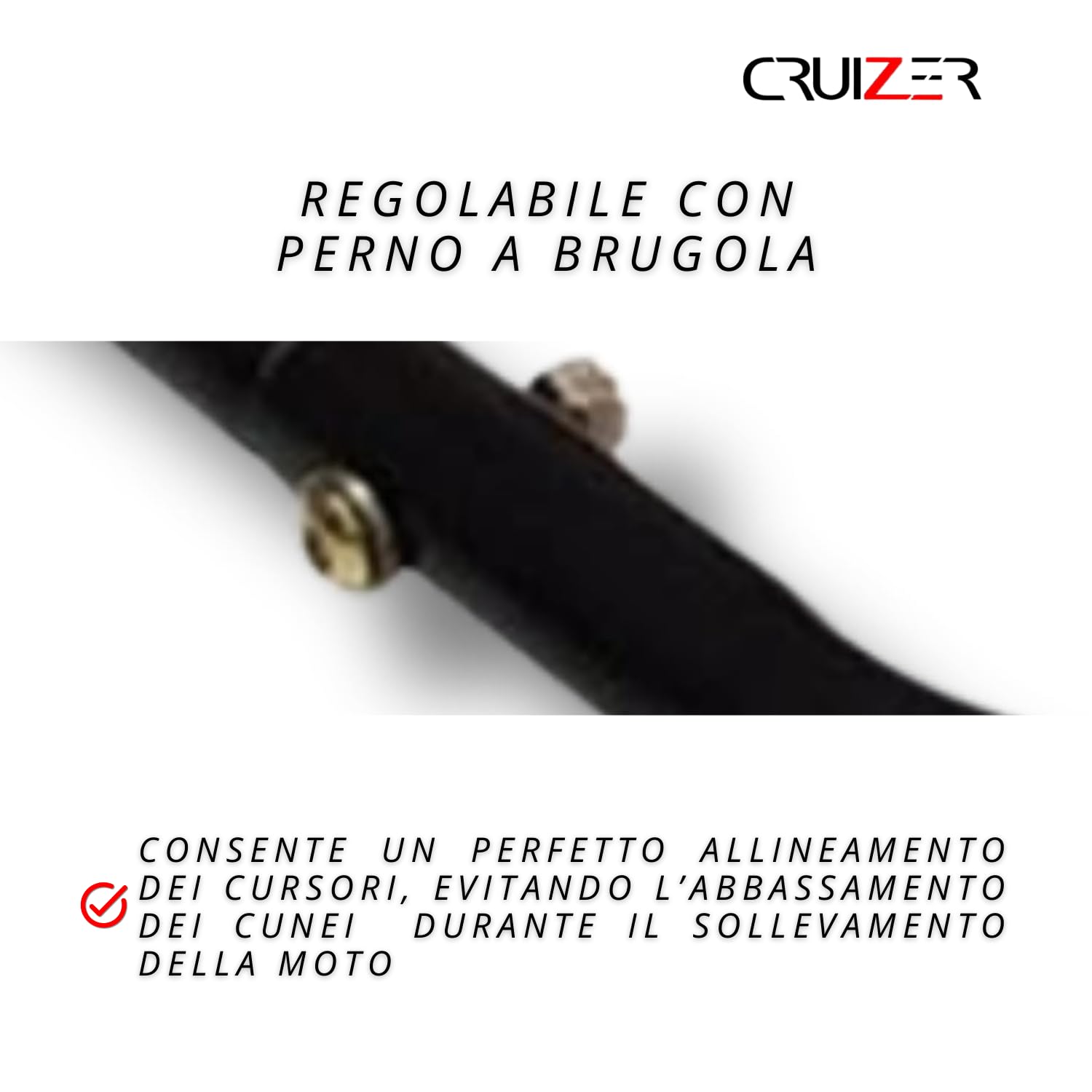 Cruizer Cavalletto Posteriore Alza Moto Attacchi a Forchetta Regolabile con 4 Ruote Sottostanti Barre Rinforzi Laterali con Portata Max 300 Kg