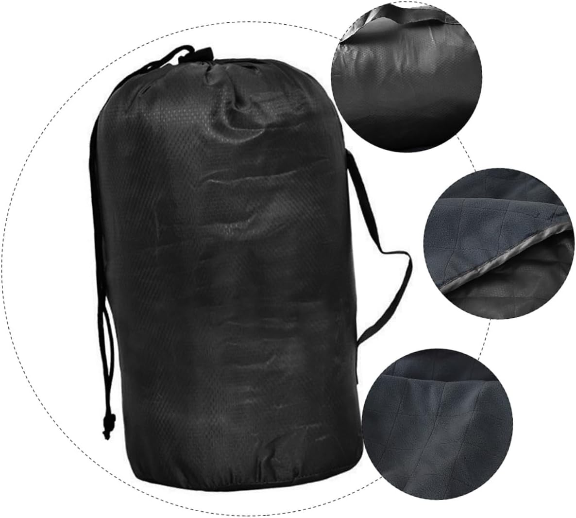 Camping Blanket Waterproof Fleece Outdoor Picnic Mat Warm Foldable Ground Cover for Hiking and Camping in Black