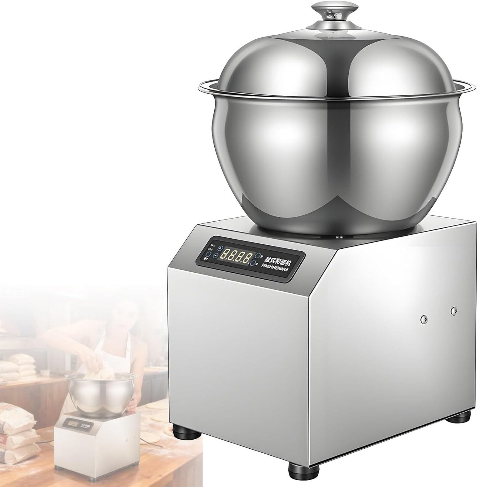 Wytrzymała maszyna do wyrabiania ciasta z funkcją podwójnej rotacji 5kg/11lbs | Profesjonalny mikser spiralny 2200 W, regulowany timer (0–30 min), misa ze stali nierdzewnej – idealny do piekarni