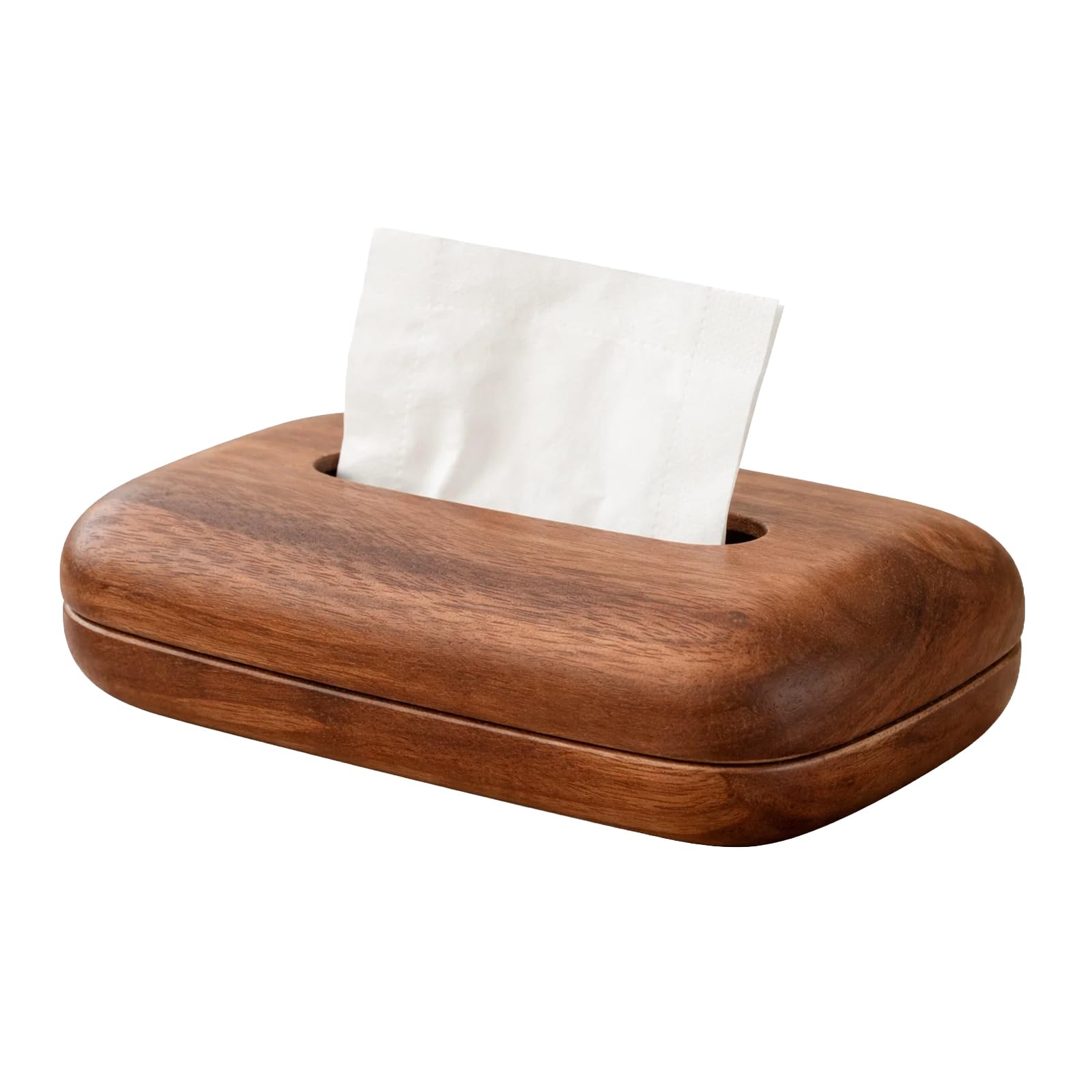 Walnut Wood Tissue Box Cover – Modern Retro Bathroom & Office Tissue Holder, Solid Wood Construction with Smooth Finish, Easy Refill, Elegant Home Décor Accessory