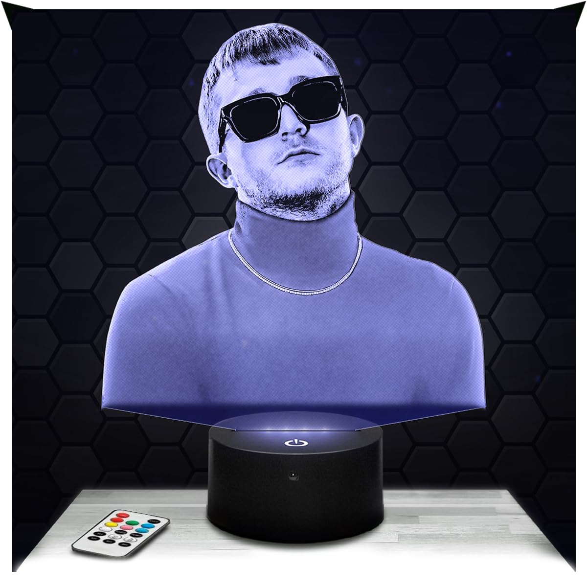 Lampephoto.fr - 3D Lamp Vald French Rapper, Touch LED Night Light, 3D Hologram Effect, Christmas Birthday Gift Idea for Men Women, Bedroom Decoration Object