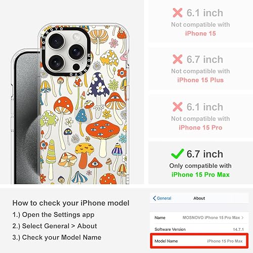Miniatura 2 de MOSNOVO Funda compatible con Magsafe diseñada para iPhone 15 Pro Max, impacto de caída de 6.6 pies a prueba de golpes de TPU a prueba de golpes con