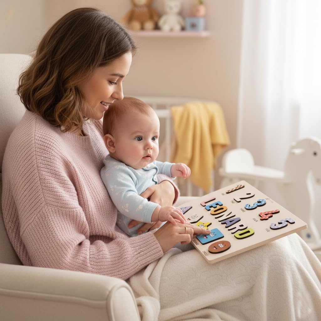 Puzzles for Toddlers Boy and Girl, Personalized Name Puzzle, 12 Month Toy, Gifts for 0 1 2 3 Years Old, Baby Gifts, Baby Shower, Christmas, NewBaby Gift, 0 3 6 9 12 18 24 36 Months - Set 6