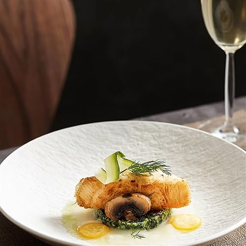 Miniatura 4 de Juego de platos llanos Bandeja de frutas Plato hondo para el hogar Tazón de ensalada de cerámica Plato de sopa Plato de roca blanca Plato de cocina