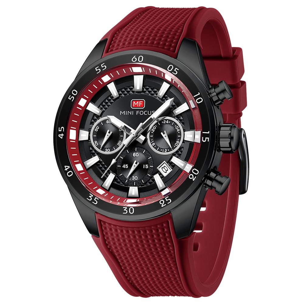 MINI Focus Men Watches Unique Casual Wristwatch Chronograph Waterproof Luminous Calendar 24 Hours Silicon Band Fashion Watches for