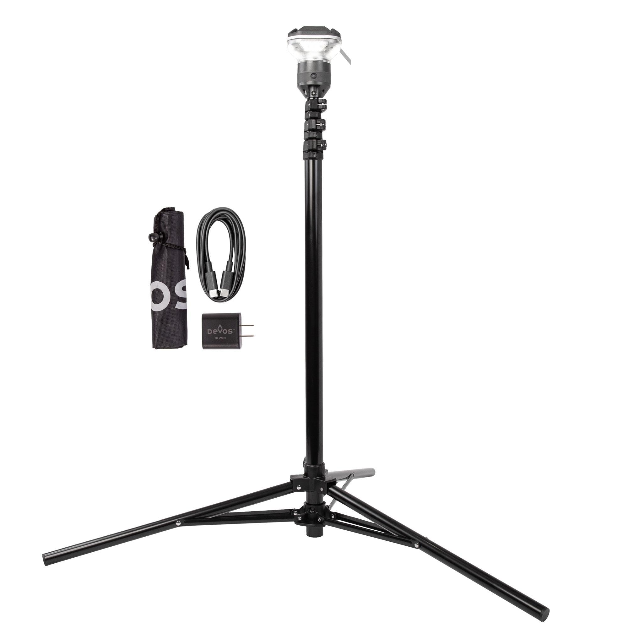 DEVOS - LightRanger 1200 Telescoping Camp Light, 9 ft tall with 1200 lumens, Rechargeable…
